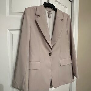 H&M Cream Blazer Modern Tailored Suit Jacket